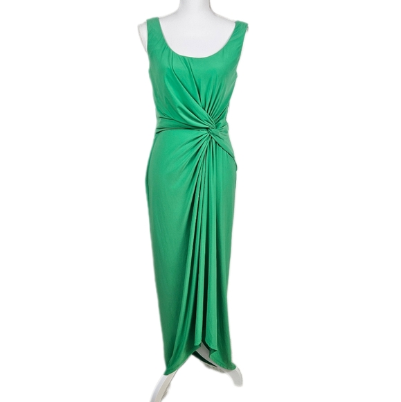 Ralph Lauren Dresses & Skirts - Ralph Lauren Kelly Green Jersey Dress Twist Front High Low Sleeveless Stretch 10